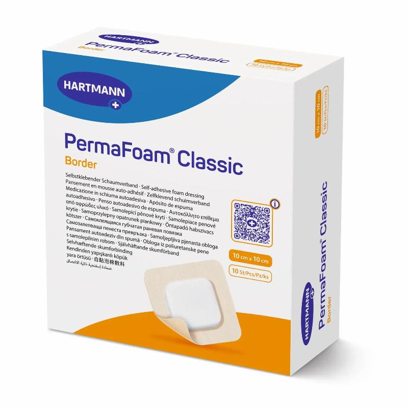 Самоклеюча губчаста пов'язка PermaFoam® Classic Border 10см x 10см 10шт